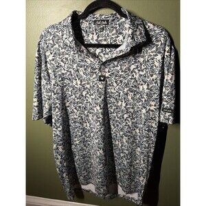 NWOT Bad Birdie Golf Polo Shirt Mens Size L Blue Floral Short Sleeve